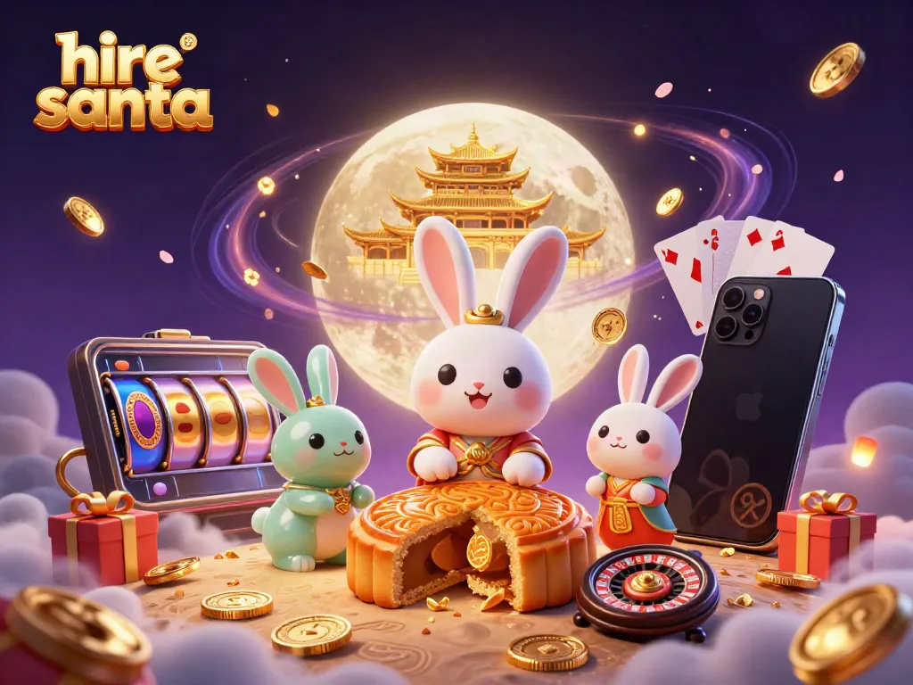Play while you hire Santa with festive poker chips and casino elements in a vibrant scene.